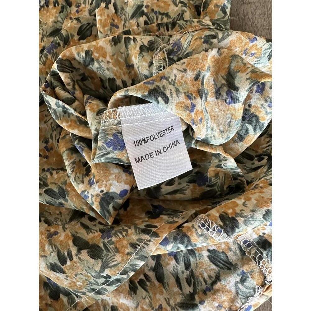Hello Molly Love First Bell Sleeve Mini Dress in Orange/Sage Floral size Small​ - Picture 12 of 15